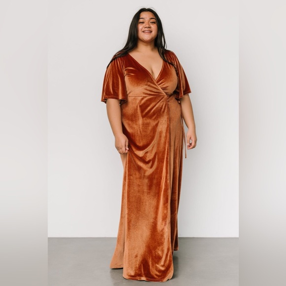 NWT Baltic Born Meghan Velvet Wrap Maxi Dress Spice Rust Brown Size XXXL or 3X - Picture 2 of 11